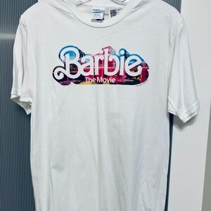 Barbie White Short Sleeve Tee with Multicolor Logo
